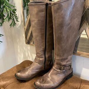 Hinge gray leather riding boots, women’s size 8.5
